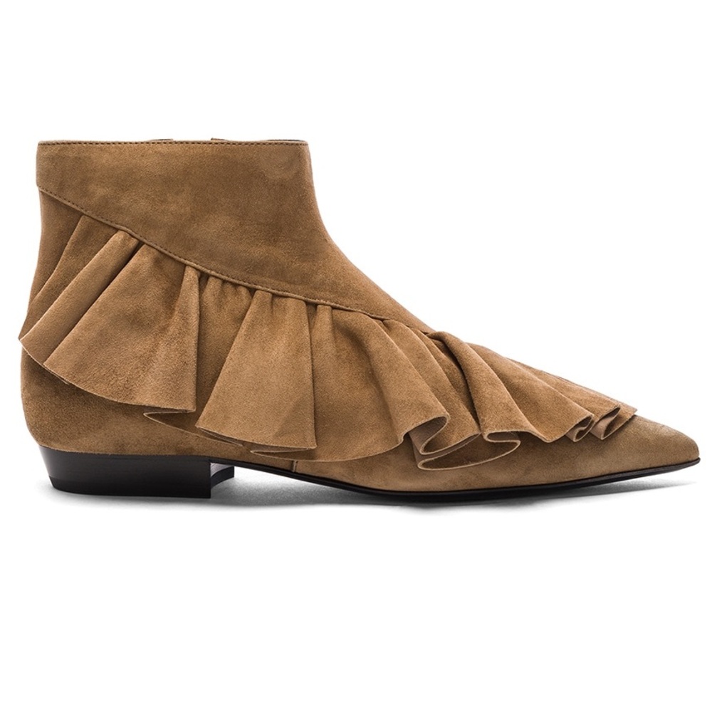 Unique Designer J.W. Anderson 🇮🇹 Ruffle Suede Ankle Booties
